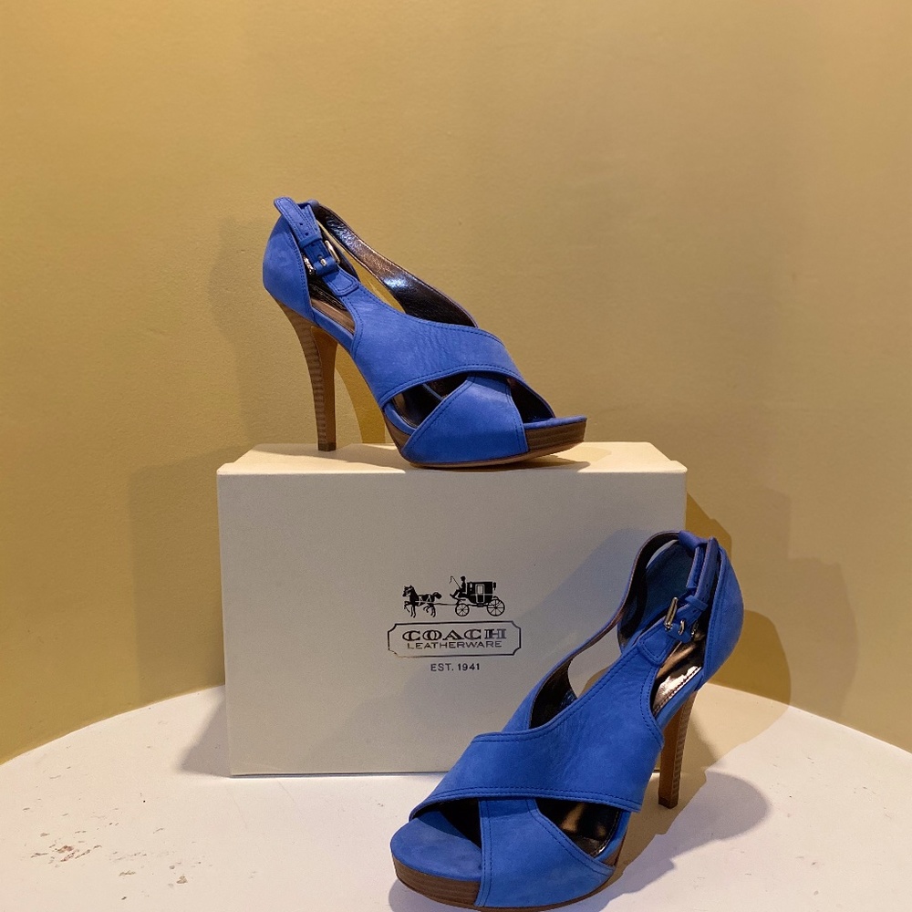 Coach Adele Criss Cross Soft Leather Heeled Sandal